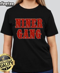 Official Bang Bang Niner Gang Ladies Tee featuring vibrant team colors and stylish design for fans.