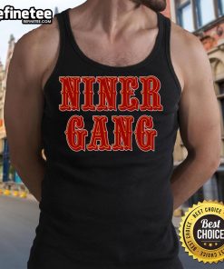 Official Bang Bang Niner Gang Tank Top featuring bold graphics, perfect for fans of the San Francisco 49ers.