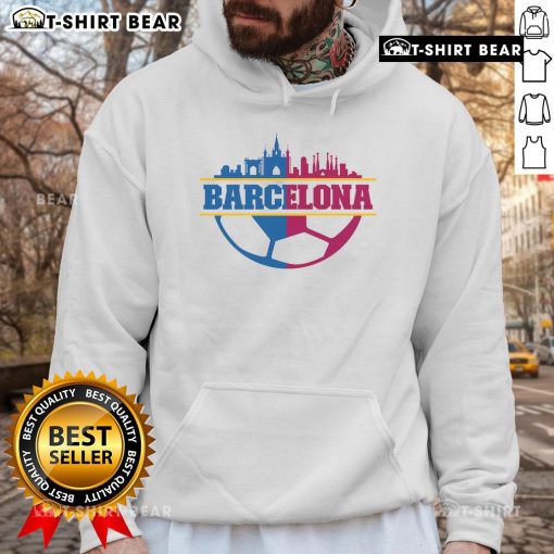 Alt Text: Official Barcelona City Hoodie featuring the iconic logo and vibrant colors, perfect for fans and casual wear.