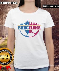 Official Barcelona City Ladies Tee featuring vibrant colors and stylish design, perfect for fans and casual wear.