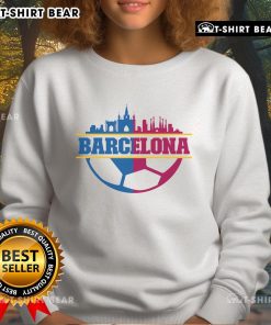 Official Barcelona City Sweatshirt in navy blue showcasing the iconic logo, perfect for fans and casual wear.