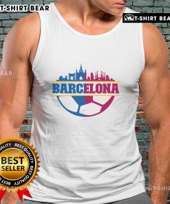 Official Barcelona City Tank Top featuring vibrant colors and the iconic Barcelona logo, perfect for summer wear.