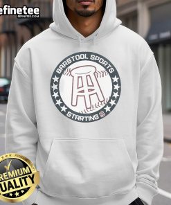 Official Barstool Sports Starting 9 logo hoodie in black, showcasing a stylish design for sports fans and casual wear.