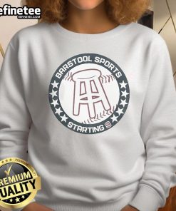 Official Barstool Sports Starting 9 logo sweatshirt featuring a bold graphic design and comfortable fit.