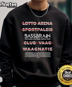 Alt Text: Official Bassbrain Iconic Antwerp Tour Sweatshirt in stylish design, perfect for fans and casual wear.