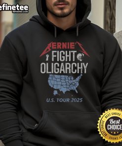Official Bernie's Fight Oligarchy US Tour Hoodie featuring bold graphics promoting social justice and equality.