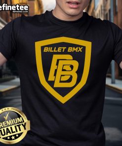 Alt Text: Official Billet BMX Shield Logo T-Shirt featuring a bold logo design, perfect for BMX enthusiasts and riders.