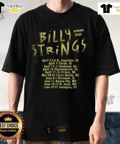 Official Billy Strings Spring 2025 Tour T-Shirt featuring vibrant graphics and tour dates, perfect for fans and collectors.