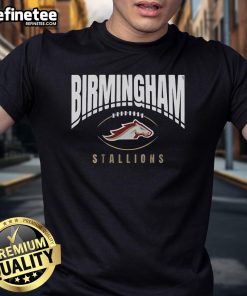 Official Birmingham Stallions Football Outline T-Shirt featuring team logo and vibrant colors for fans and supporters.