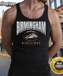 Official Birmingham Stallions football outline tank top showcasing team logo and stylish design for fans.