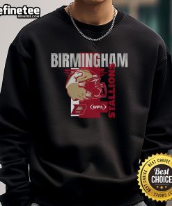 Alt Text: Official Birmingham Stallions Helmet Frame Sweatshirt featuring team colors and logo, perfect for fans and collectors.