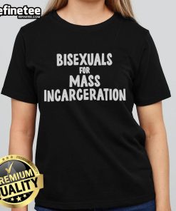 Official Bisexuals for Mass Incarceration Ladies Tee featuring bold graphic design and vibrant colors for activism and style.