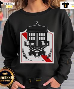 Official Blue Box Beer sweatshirt featuring a stylish design and vibrant colors for beer enthusiasts.