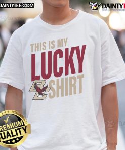 Alt Text: Official Boston College Eagles This Is My Lucky T-Shirt featuring the team's logo and vibrant colors for fans.
