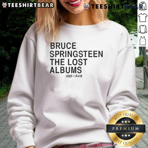 Official Bruce Springsteen The Lost Albums 1983-2018 sweatshirt featuring iconic album artwork and vibrant design.