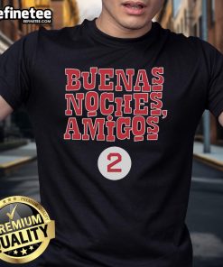 Official Buenas Noches Amigos Guerin Austin T-Shirt featuring vibrant design and comfortable fit for fans.