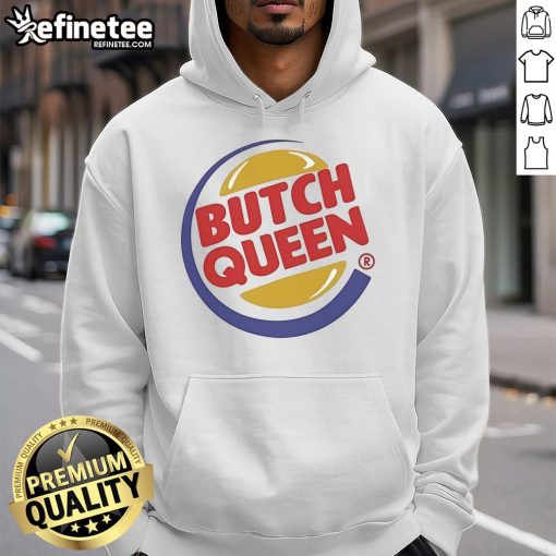 Official Butch Queen Burger Hoodie featuring a stylish design, perfect for streetwear enthusiasts and burger lovers.