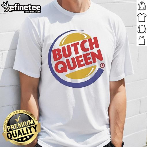 Alt Text: Official Butch Queen Burger T-Shirt featuring vibrant graphic design, perfect for casual wear and burger lovers.