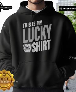 Official Butler Bulldogs hoodie with 'This Is My Lucky Hoodie' text, perfect for fans of Butler University sports.