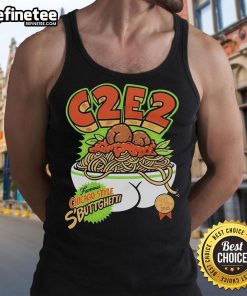 Official C2E2 X Famous Chicago Style Sbuttgetti tank top featuring bold design for 2025 - perfect for pasta lovers!