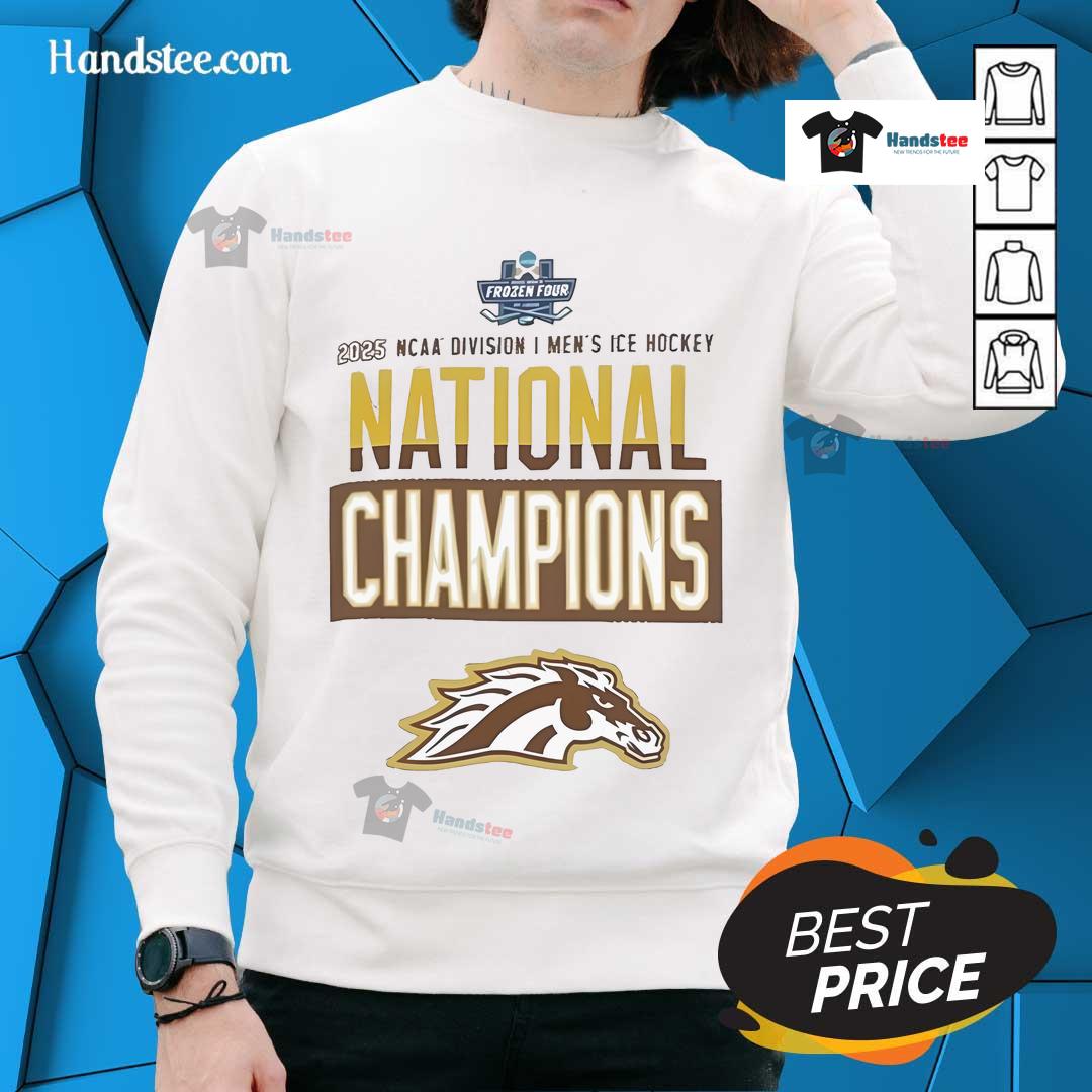 Official Champion Western Michigan Broncos Grey 2025 National Men's Hockey Champions Locker Room Sweatshirt Official Champion Western Michigan Broncos grey sweatshirt for 2025 National Men's Hockey Champions locker room.