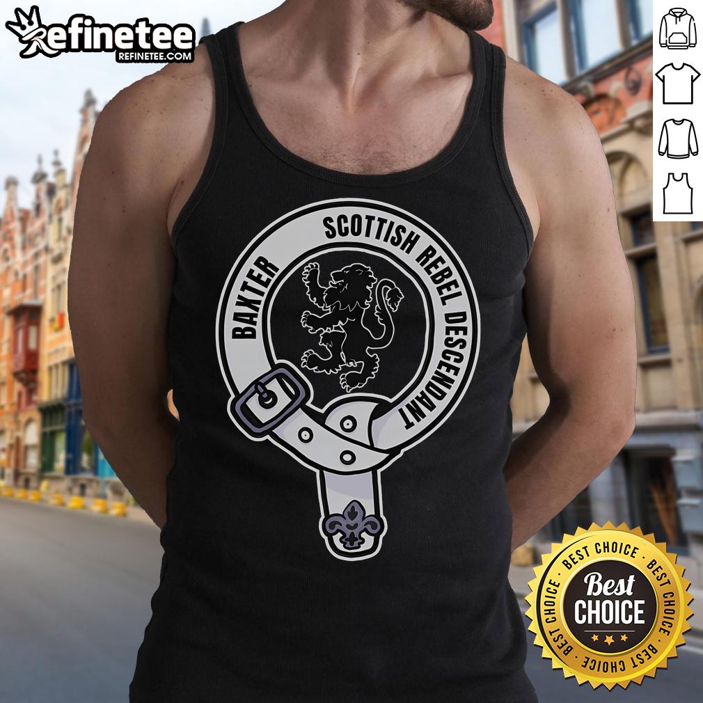 Official Clan Baxter Scottish Rebel Descendant Crest Tank Top Official Clan Baxter Scottish Rebel Descendant Crest tank top featuring a bold design and vibrant colors for proud wearers.
