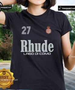Official Como Racing Rhude Lago di Como Ladies Tee featuring stylish design and vibrant colors for racing enthusiasts.