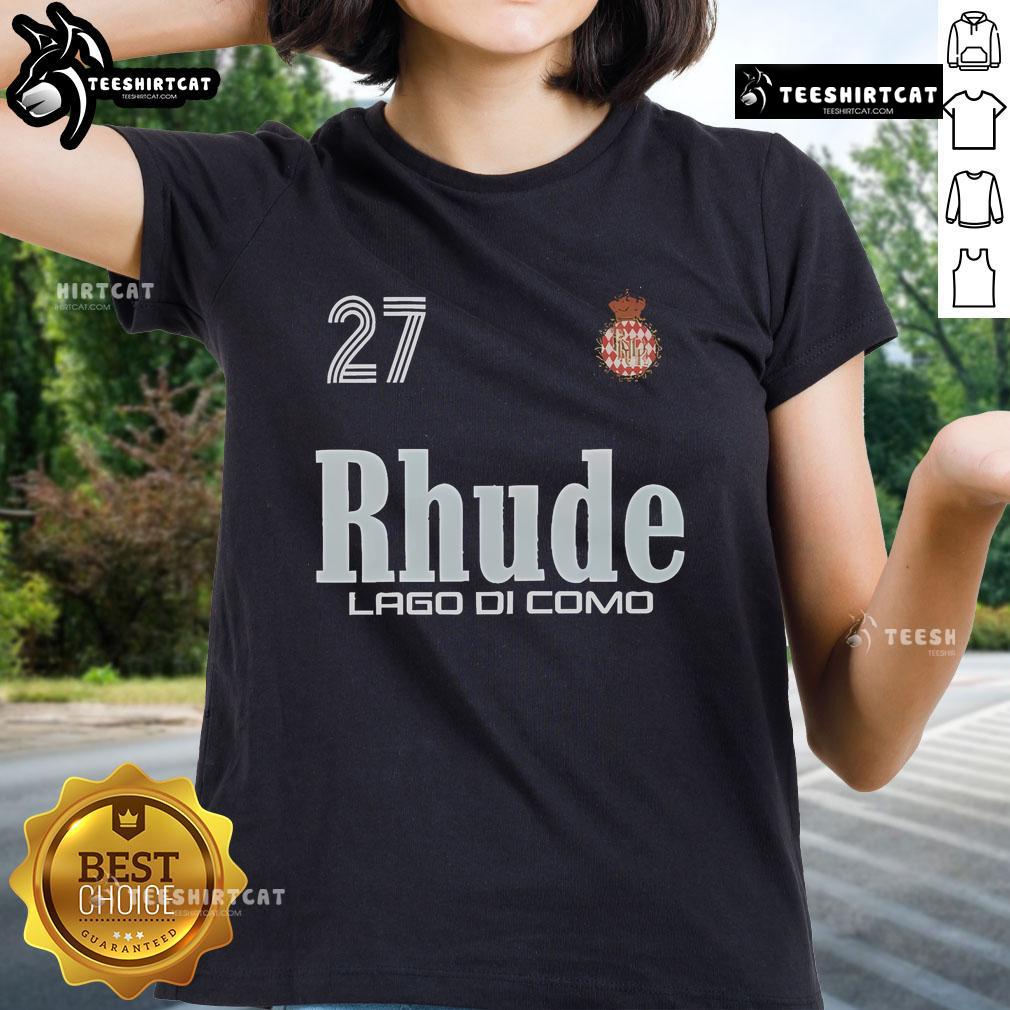 Official Como Racing Rhude Lago Di Como Ladies Tee Official Como Racing Rhude Lago di Como Ladies Tee featuring stylish design and vibrant colors for racing enthusiasts.