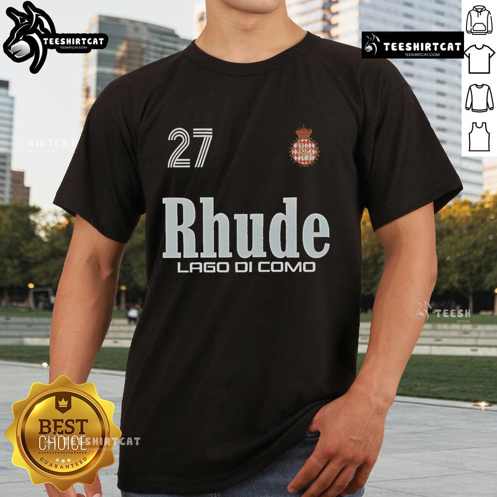 Official Como Racing Rhude Lago Di Como T Shirt Official Como Racing Rhude Lago Di Como T-Shirt featuring a stylish design, perfect for fans of racing and fashion.