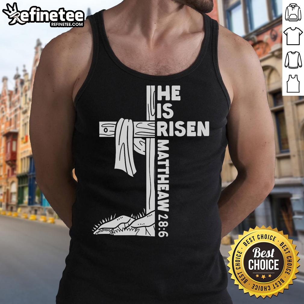 Official Cross He Is Risen Jesus Christian Mattheaw 28 6 Tank Top Official Cross He Is Risen Jesus Christian Matthew 28:6 tank top featuring a stylish design for faith-based fashion.
