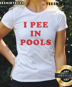 Official Dani Jackel I Pee In Pools Ladies Tee featuring fun pool-themed graphic design for summer wear.