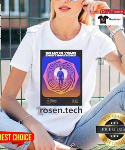 Official Daniel Friedman 'What Is Your Destination' tee for women from Rosen Tech, featuring a stylish design.