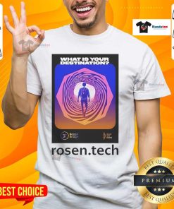 Official Daniel Friedman 'What Is Your Destination' Rosen.Tech T-Shirt featuring a stylish design and vibrant colors.