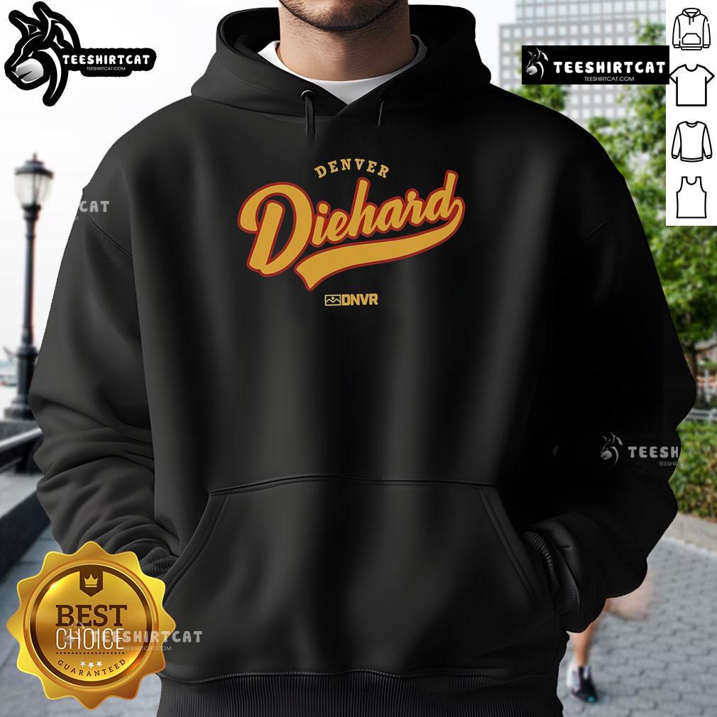 Official Denver Diehard Dnvr Hoodie Official Denver Diehard DNVR Hoodie in navy blue, showcasing the logo and perfect for fans of Denver sports.