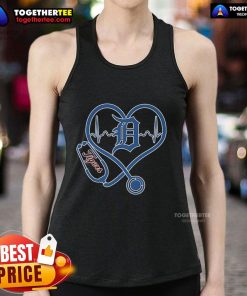 Official Detroit Tigers Caring Hearts Nurses Tank Top featuring team logo and heart design, perfect for passionate fans.