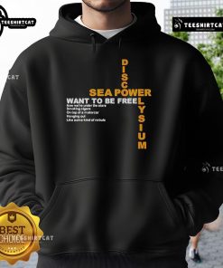 Official Disco Elysium Sea Power Want To Be Free Hoodie featuring unique design and vibrant colors for fans.