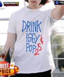 Official Drink Iggy Pop 25 T-Shirt featuring bold graphics and vibrant colors, perfect for music fans and collectors.