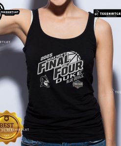 Alt Text: Official Duke Blue Devils Champion 2025 NCAA Men's Basketball Tournament March Madness Final Four tank top design.