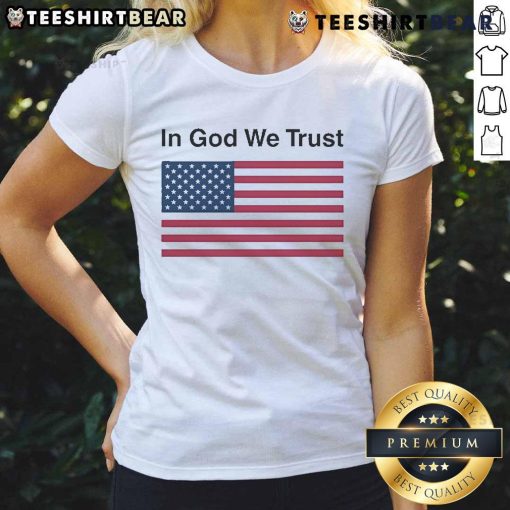 Official Eric Adams 'In God We Trust' Ladies Tee featuring bold text and stylish design, perfect for supporters of Eric Adams.