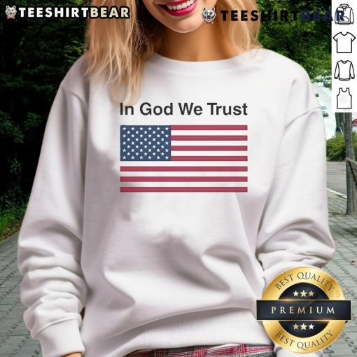 Official Eric Adams 'In God We Trust' sweatshirt featuring bold text and a stylish design, perfect for supporters.