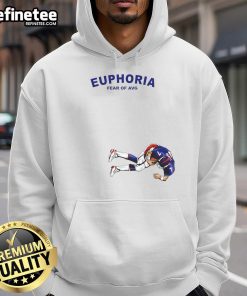 Official Euphoria Fear Of Average John Elway 7 Denver Broncos Hoodie showcasing bold team colors and iconic player design.