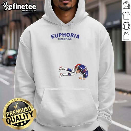 Official Euphoria Fear Of Average John Elway 7 Denver Broncos Hoodie showcasing bold team colors and iconic player design.