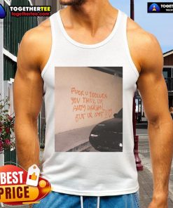 Official Fck U Skrillex tank top featuring bold text 'You Think Ur Andy Warhol But Ur Not' on a stylish design.