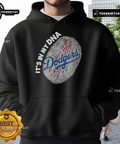 Los Angeles Dodgers hoodie featuring 'Official Finger Print - It's In My DNA' graphic design.