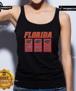 Official Florida Basketball 2025 NCAA Champions Banners Tank Top featuring vibrant team colors and logo design.