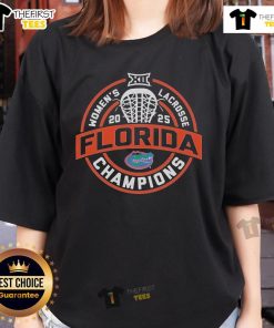 Alt Text: Official Florida Gators 2025 Big 12 Women's Lacrosse Champions Ladies Tee featuring team colors and logo.