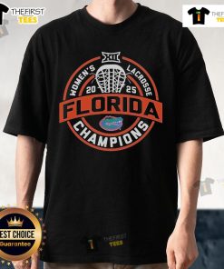 Official Florida Gators 2025 Big 12 Women's Lacrosse Champions T-Shirt featuring team logo and vibrant colors.