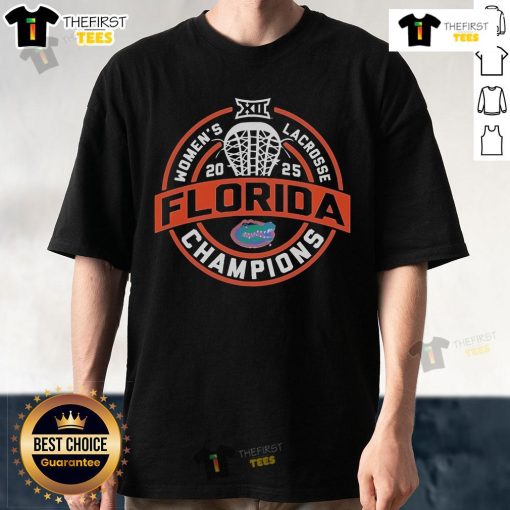 Official Florida Gators 2025 Big 12 Women's Lacrosse Champions T-Shirt featuring team logo and vibrant colors.