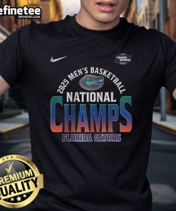 Official Florida Gators 2025 Men's Basketball National Champions T-Shirt featuring team colors and logo.