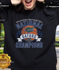 Official Florida Gators Fanatics 2025 NCAA Men's Basketball National Champions vintage sweatshirt in team colors.